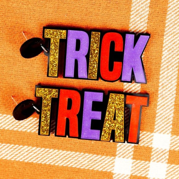 Earrings. Halloween. Purple, Orange, Black, Gold Glitter. Pierced. NWT. - Picture 1 of 1